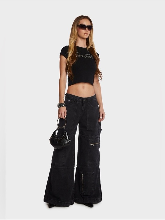 The Ragged Priest Denim - Ragged Priest sweeper Zip Jean Combat Wide Leg  Skater Jeans - 26” - NEW!